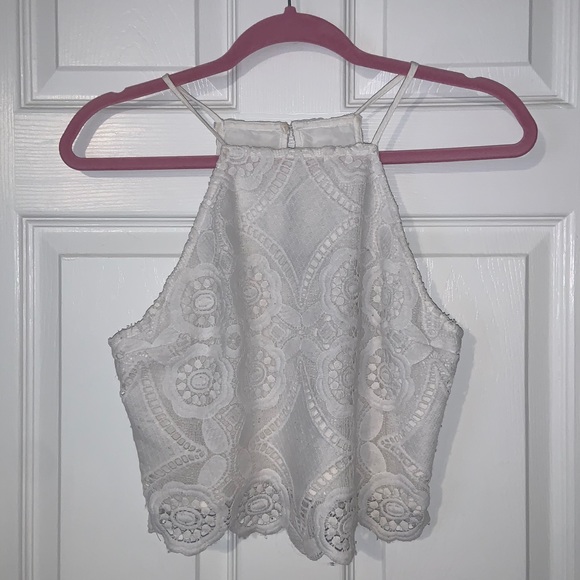 Abercrombie & Fitch Tops - Abercrombie & Fitch Halter Crop Lace Tank Top